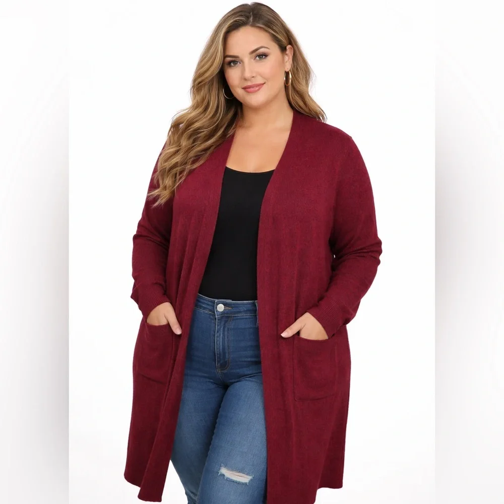 Torrid Super Soft Red Open Front Cardigan Duster Size 2